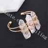 10 unids Mujeres Hechas A Mano Triple Claro Cristal de Cuarzo Punto Gemstone Cuff Bangle Blanco Druzy Rock Piedra Pulsera Declaración Femme Joyería