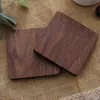 6 styles sous-verres en bois de noyer noir créatif carré rond en bois théière tasse tapis bol assiettes vaisselle coussin isolant cuisine maison bar outil