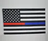 Blå linje USA polis flaggor 3x5 fot tunn blå linje svart vit blå amerikansk polis flagga hem dekoration flagga banner med mässing grommets