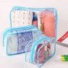 Transparent kosmetisk väska Bad Tvätt Klar Makeup Väskor Kvinnor Zipper Organizer Travel PVC Kosmetisk Fodral Röd Blå Gul Hhaa131