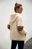 Fashion-Patchwork Pull à manches longues Zipper Sherpa léopard Sweat Soft Fleece Hooded Outwear avec Pocket Tops Manteau à capuche LJJA3149