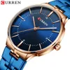 cwp 2021 CURREN Reloj Hombre Newest Mens Watches Fashion Stainless Steel Band Waterproof Quartz Watch For Men Blue Clock