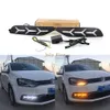 LIPIEC KING KING LED Daytime Lights Case for Volkswagen Polo 2014-2018 Bez wersji lampy przeciwmgielnej, przedni zderzak przedni DRL + żółte sygnały skrętu