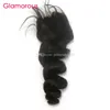 Glamorös brasiliansk Virgin Human Hair Lace Stängning Naturlig Svart Lös Våg 4x4 Spets Avslutning Peruansk Indisk Malaysisk Hår Top Lace Closure