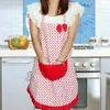 Women Polka-dot Bow Waterproof Apron Kitchen Restaurant Cooking Bib With Pocket Gift Kitchen Aprons