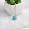 Charme Vintage dame bleu cristal flocon de neige Zircon fleur argent colliers pendentifs bijoux pour femmes livraison gratuite