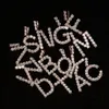 Männer Frauen Benutzerdefinierte Name Zirkon Buchstaben Halsketten Anhänger Charme Für Gold Silber Mode Hip Hop Schmuck mit seil kette266E
