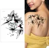 Grande fleur bras tatouage temporaire tatouage autocollant moineau/pie faux Tatoo manchon Flash Tatto étanche corps Art femmes sexy filles