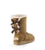 Designer -For Women Classic Ankle Short Bow päls Boot Snow Winter Triple Black Chestnut Navy Blue Fashion Women Shoes