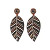 Hot Bohemian Fashion Jewelry Women's Beaded Earrings Hand-made Rhinstone Leaf Stud Dangle Earrings S693