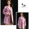 Herfst lange wollen jas vrouwen roze jas Koreaanse plus size mouw winter warme mix wollen 2022 mode dames overjas phyl22
