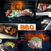 Non-Stick BBQ Гриль Гриль Толстый Прочный 33 * 40см Гриль Барбекю Мэть Мэнь Восточная Пальчик Барбекю Гриль Мат Лист Пикник Приготовление пищи