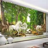 Niestandardowe 3D Mural Mitowie European Unicorn W Lesie River Photo Wallpaper Salon Sofa Tło Papier Wall Home Decoration