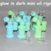 Glöd i den mörka hookahs Silikon Bong Mini Silicon Dab Rigs Vattenrör Bongs Bubbler Oljeplattform Avtagbar Unbreakable PerColator med glasskål