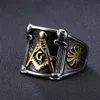 316L stainless steel black masonic rings Jewel for men gold silver freemason symbol rings jewellery gifts wholesale