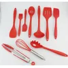 10 stks / set Siliconen Hittebestendige Keuken Kookgerei Non-Stick Bakken Tool Red