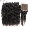 Whole 9a Human Hair Bundles With Closure Straight Body Deep Water Wave Brazilian Virgin Hair 3 Weave Bundles Weft With Lace Cl7305159