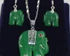 Ketting natuurlijke groene jade olifant hanger kettingen oorbellen set kostuum sieraden