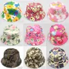 2-6T Baby Cartoon Druck Eimer Sonnenhut Floral Kinder Sommer Panama Kappen Baby Mädchen Fischer Stroh Hut kinder Jungen Topee kappe