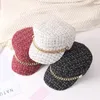 Moda - chapéu octogonal da boina de moda japonesa, chapéu da marinha do topo plano, primavera e boné versátil do outono.