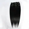 beste koop 8 stks 100 gram europees haar machine gemaakt remy steil natuurlijke kleur clip in hair extensions menselijk haarstukken 1228 inch gratis dhl