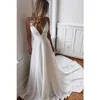 Elegant Arabic A Line Wedding Dresses Deep V Neck Sleeveless Lace Appliques Crystal Chiffon Court Train Middle East Plus Size Bridal Gowns