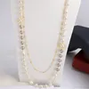 New fashion luxury designer flowers pearl classic elegant multi layer long sweater statement necklace for woman 2 colors