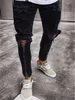 Moda-mens Jeans de diseñador Moda Flaco Cremallera Con paneles Pantalones lápiz para hombre Cremallera casual Mosca Ropa masculina278r