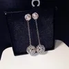 Super glinsterende modeontwerper volledige diamanten dubbele ballen hanger stud drop bungelende oorbellen voor damesmeisjes