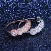 Top Verkauf Vintage Modeschmuck 925 Sterling Silberrose Gold Füllung Drei Stein Weiß Topas CZ Party Diamant Frauen Hochzeit Band Ring Geschenk