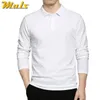 Casual Cotton Polo Men Long Sleeve Simple Style Casual Mens Polos Black Navy Gray White M -3xl Solid Trend