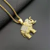 Iced Out Zircon Éléphant Pendentif Animal Collier Bijoux Or Couleur En Acier Inoxydable Bling CZ Hommes Hip Hop Pendentif Pour Les Femmes