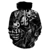 2019 Liu Maohua의 최신 Human Skeleton Funny Hooded Sweatshirt 3D Printing Unisex 남자와 여자의 유행 펑크 까마귀