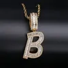 HotSale Custom Name Bling CZ A-Z Brev Hängen Halsband med 24-tums Rope Chain för män Zircon Hip Hop Smycken