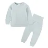 Zestawy odzieży dla dzieci zimowe solidne topy spodnie dziecięce ochrona brzucha Twopiece