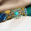 Weinlese geometrische Stil mit bunten Strass-elastischen Band Armband Hohl Acryl Armreif Für Frauen Männer Schmuck