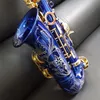 High Quality Alto Saxophone E flat SAS54 Blue Saxophone Gold key Alto Sax Music Instruments with Accessories2959515