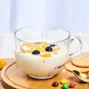 유리 우유 차 컵 450ml 큰 아침 식사 음료 꽃 커피 컵 색상 상자 낯 짝