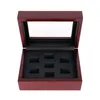 Rot Schwarz PU Leder Holz Box Organizer Tragbare 12x16x7cm 2-9 Loch Fall Championship Sport Ring268J