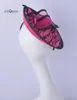 2019 hete roze zwarte sinamay fascinator kant hoofddeksel Kentucky Derby bruiloft races bruids douche moeder van de bruid