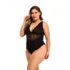 Kvinnors Sexig Backless Midnight Floral Lace Padded Cups Mesh Teddy Med Criss-Cross Justerbara Band Underkläder Sleepwear Underkläder Plus Storlek