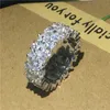AHandmade Eternity Jóias 925 anel de prata esterlina 5A Zircon cz pedra forma de flor festa de casamento banda anéis para mulheres homens