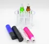 100pcs Refillable Thick 10ml 1/3oz Colorful ROLL ON GLASS BOTTLE ESSENTIAL OIL perfume roller ball Crystal HOLDER DHL Free Ship