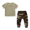 Nieuwe kinderkleding set hot boy zomer katoen casual korte mouwen T-shirt + camouflagebroek pak