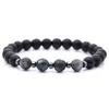 Design Custom 8mm Multicolor Natural Beaded Strands Black Agate Kamienna bransoletka na prezent