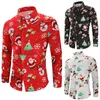 Männer Casual Hemden Camisa Masculina Männer Schneeflocken Santa Candy Gedruckt Weihnachten Hemd Top Bluse Chemise Homme Noel Lange SL250Q