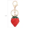 Rouge fraise joli verre pendentif voiture sac à main porte-clés bijoux cadeau série fruits nouvelle mode porte-clés à la mode unisexe 208N