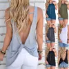 New Summer Women Open Back Tank Tops Sexy Back Knot Sleeveless Backless Cute Tees Blouse Blouse Vest Fitness Running Cami Shirts
