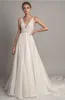 Modest A-Line Lace Beach Wedding Dresses Cheap Lace Cap Sleeves Chiffon High Split Lace-Up Back Long Bridal Gowns Custom Made HY6314