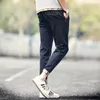 Jeans masculinos 2022 verão maciço maciço preto tornozelo cinzento calças coreano design meninos denim lápis calça homem casual magro jean men1